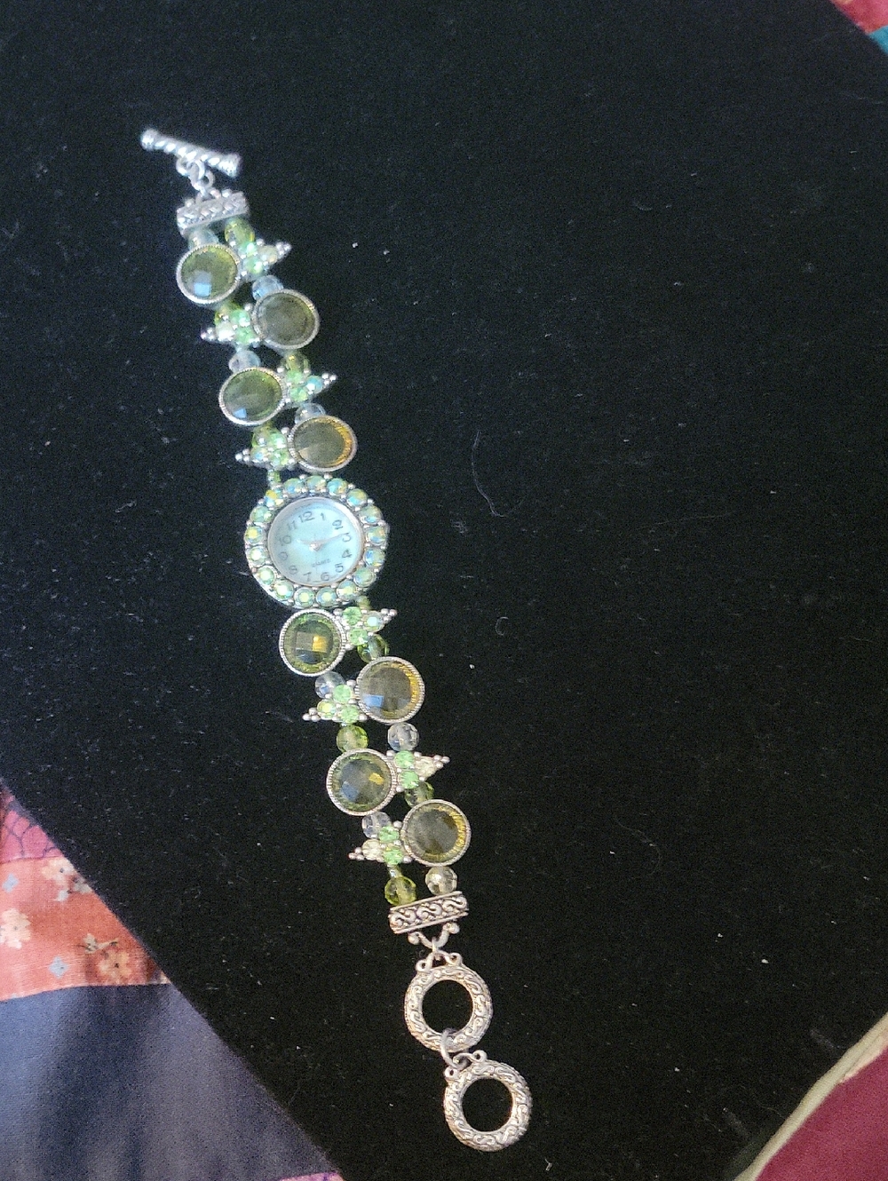 Green Crystal Bracelet Watch - Women Jewelry